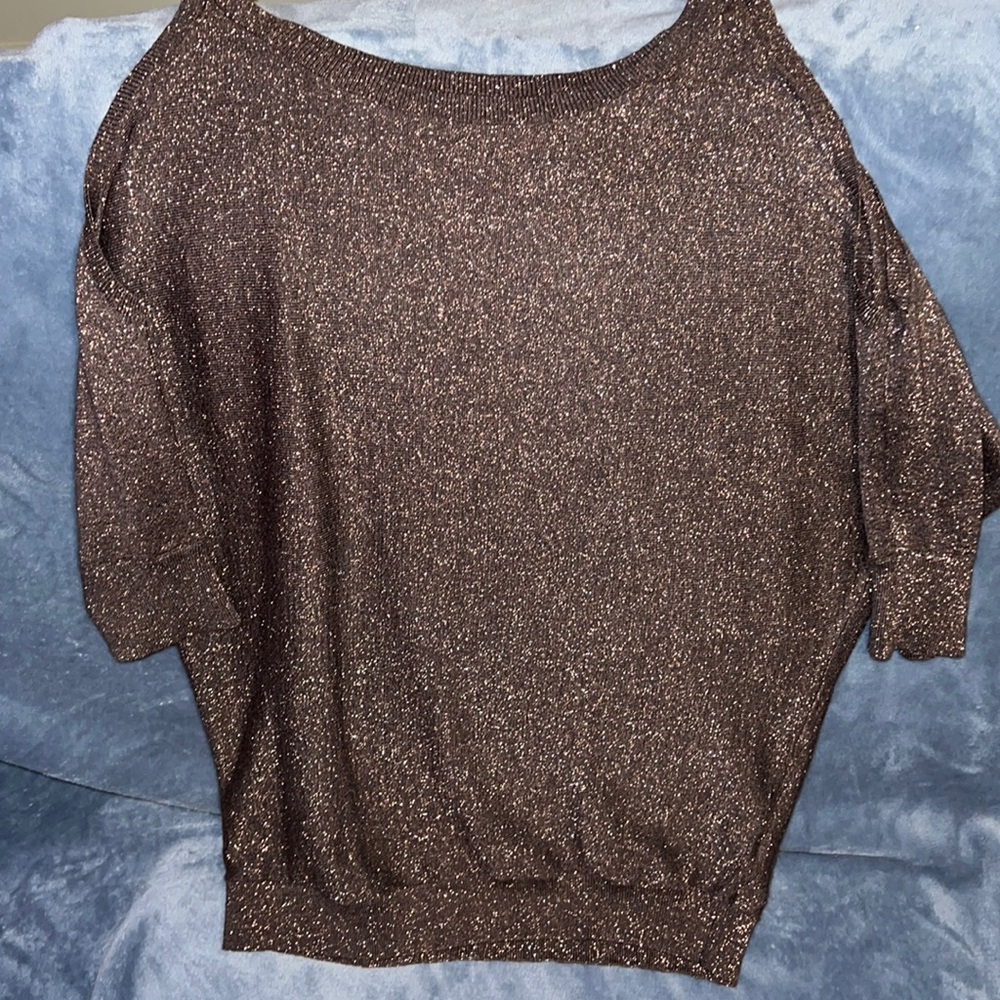 Express sparkly cold shoulder top